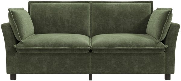 Merax Sofa-Set, modulare Wohnzimmer-Sofakombination, frei kombinierbar, Chenille-Stoff, 3-Sitzer + 2-Sitzer + Sessel, mit Kissen, Grün Bild 8