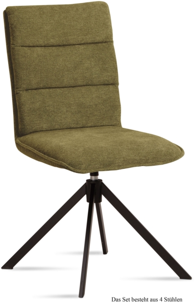 Esszimmerstuhl drehbar (4er-Set) Dekava 47x92x60 Schwarz/Olivgrün