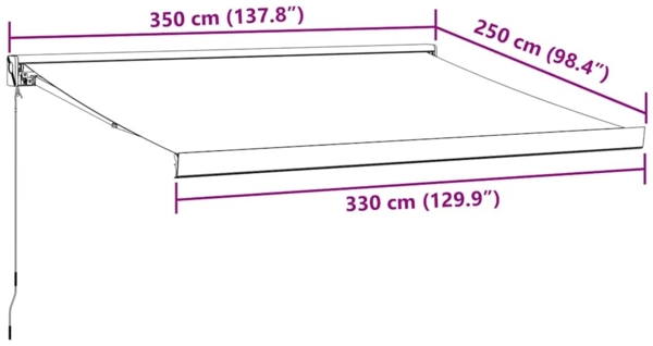 vidaXL Markise Einziehbar Anthrazit & Weiß 3,5x2,5 m Stoff & Aluminium 3216124 Bild 8