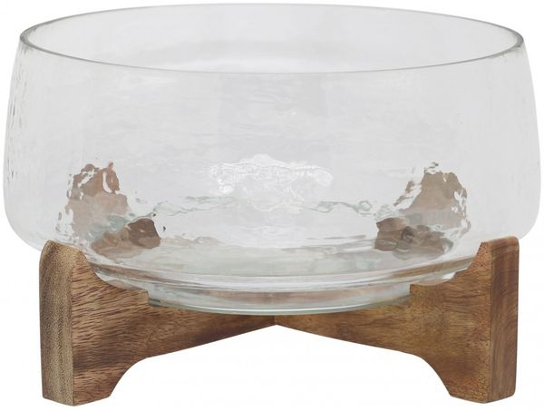 Chic Antique - Schale mit Holzhalter Servierschale Schüssel D 26cm Glas 61100400