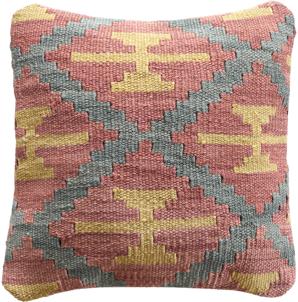 Looma 'Parvane' Kelim Kissen handgewebt, Schurwolle Bunt, 40x40 cm