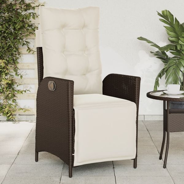 vidaXL Gartensessel mit Fußteil Verstellbar Braun Poly Rattan 365282