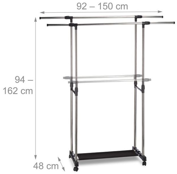 Relaxdays Rollgarderobe mit 2 Kleiderstangen Bild 4