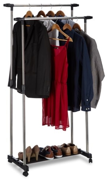 Rollgarderobe mit 2 Kleiderstangen