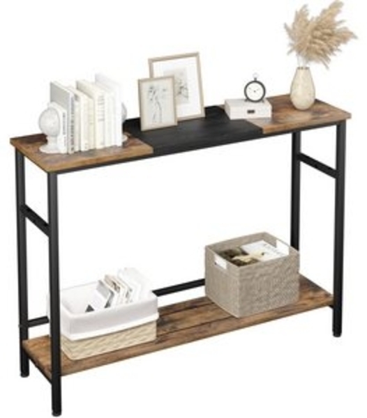 GarveeMore Konsolentisch Konsolentisch, schmaler Sofatisch mit 2 Ablagen, 100x23x80cm,vintage Bild 6