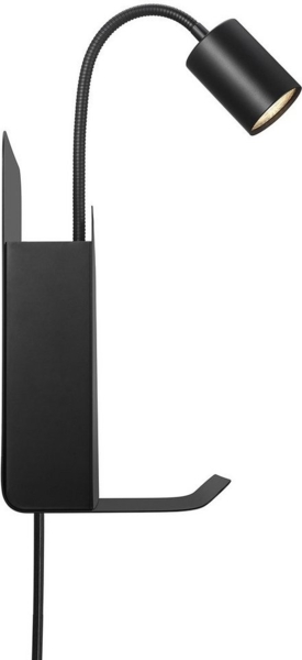 Nordlux ROOMI Wand Leselampe schwarz GU10 mit Ablage u. USB-Port 16,5x24,8x28,2cm