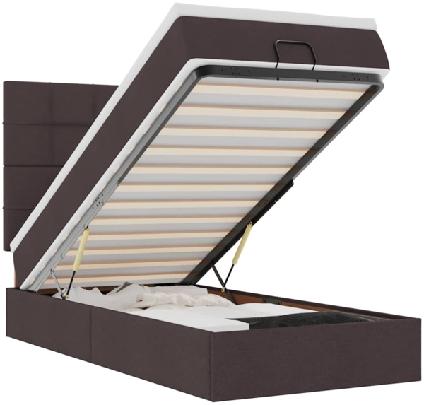 vidaXL Ottoman-Bett mit Matratze Dunkelbraun 90x200 cm Stoff 3313129