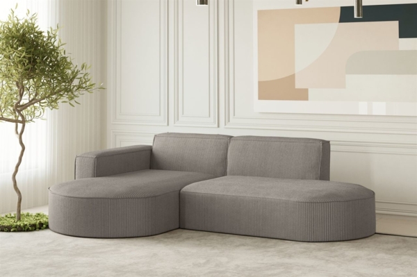 Sofa Set 2-teilig Sessel und Ecksofa PALMA XS Stoff Scala Grau Ottomane Links Bild 2
