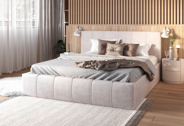 FDM Polsterbett FLORIDA Bettgestell 90x200, 120x200, 140x200, 160x200, 180x200cm (Polsterbett modern mit Bettkasten MADE IN EU - mit hochwertigem Velours Bezug, verfügbar 90x200 120x200 140x200 160x200 180x200cm, Bettrahmen, Bett, mit großen gepolstert...