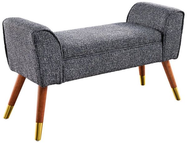 riess-ambiente Sitzbank SCARLETT 90cm anthrazit · Sitzgelegenheit mit Bouclé-Bezug (Einzelartikel, 1-St), Flur-Bank · Teddystoff · Metall-Füße · mit Armlehne · Retro-Design