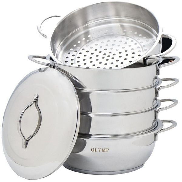 Olymp Handels GmbH Dampfgartopf Mantowarka Dampfkocher 24 cm 6 Tlg Dampfgarer Edelstahl Induktion