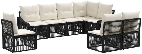 vidaXL Gartensofa-set 8 pcs Schwarz Poly-Rattan 3436021