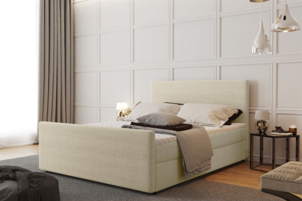 Boxspringbett Schlafzimmerbett CARO 120x220 cm Stoff Scala Creme