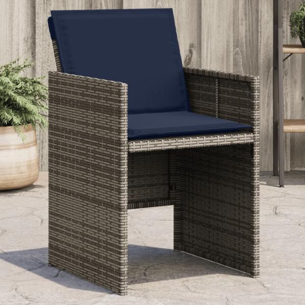 vidaXL Gartenstühle mit Kissen 4 Stk. Grau Poly Rattan 4007442