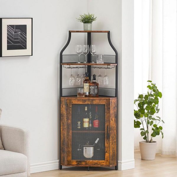 GarveeMore Weinschrank Weinregal Eckschrank Weinständer Barschrank mit Glashalter