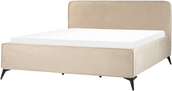 Bett mit Lattenrost VALOGNES 180 x 200 cm Samtstoff Taupe