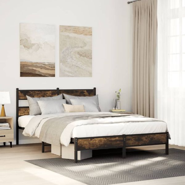 vidaXL Bettgestell ohne Matratze Räuchereiche 90x190 cm Holzwerkstoff 4017228