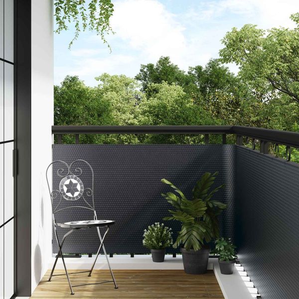 vidaXL Balkonsichtschutz Dunkelgrau 600 x 80 cm Poly-Rattan 42032621