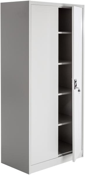 tectake 800412 Aktenschrank mit Fächern, abschließbar, 2 Flügeltüren, grau (180x80x40 cm | Nr. 404377)