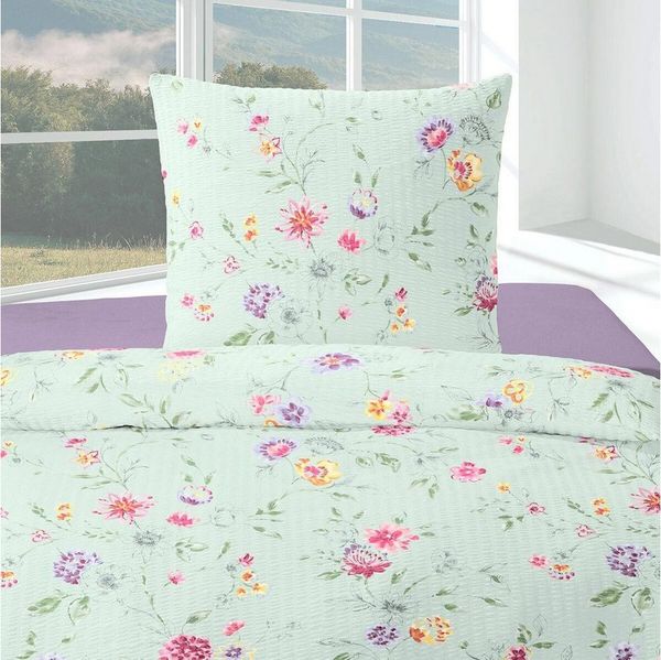 TRAUMSCHLAF Bettwäsche Wildblumen, Seersucker, 2 teilig, bügelfreie Seersucker Qualität