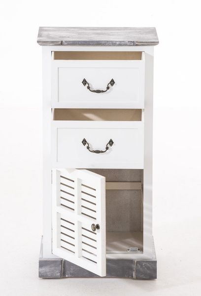 CLP 'Mackenzie' Nachttisch, Landhausstil, mit Schubladen und Klapptüren, Holz weiß, 77 x 28 x 38 cm Bild 5