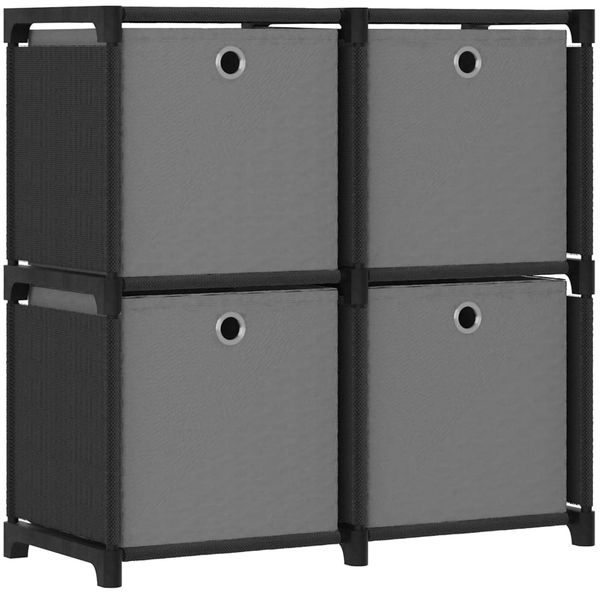 Würfelregal, Bücherregal mit 4 Boxen Schwarz 69x30x72,5 cm Stoff
