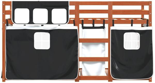 vidaXL Etagenbett mit Vorhängen Weiß & Schwarz 80x200 cm Kiefernholz 3283922 Bild 4