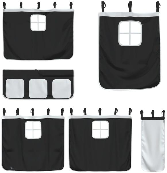 vidaXL Etagenbett mit Vorhängen Weiß & Schwarz 80x200 cm Kiefernholz 3283922 Bild 8