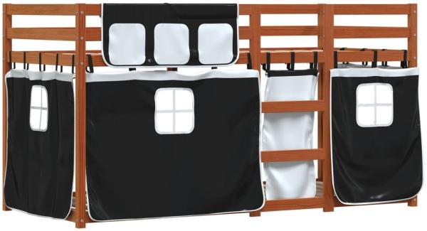 vidaXL Etagenbett mit Vorhängen Weiß & Schwarz 80x200 cm Kiefernholz 3283922 Bild 2