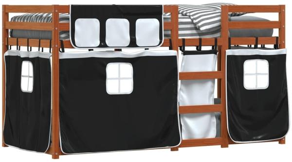 vidaXL Etagenbett mit Vorhängen Weiß & Schwarz 80x200 cm Kiefernholz 3283922 Bild 3