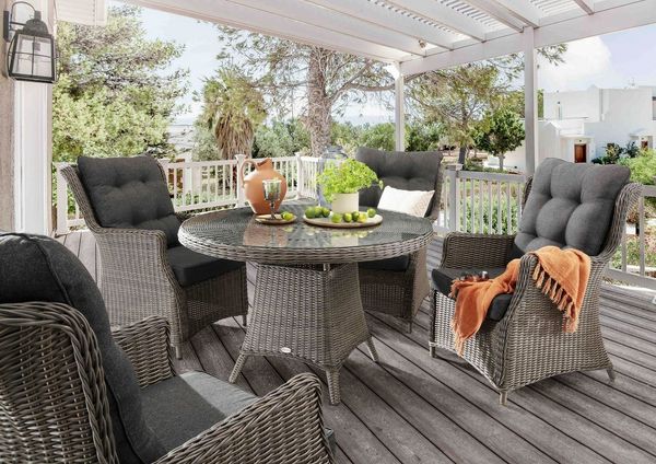 Destiny Garten-Essgruppe CASA LUNA, (13-tlg, 4x Sessel, 1x Tisch, inkl. Auflagen), Aluminium, Polyrattan