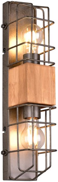 meineWunschleuchte 'Tinco' Wandleuchte, Holz natur / Metall schwarz, B/H/T: 8 x 45 x 11,5 cm Bild 2