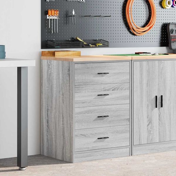vidaXL Garagen-Aufbewahrungsschrank Grau Sonoma Massivholz Kiefer 860603