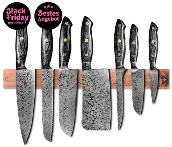 Küchenkompane Messer-Set Messerset asiatisch mit magnetischer Holzleiste - Kumai Küchenmesser (2-tlg)