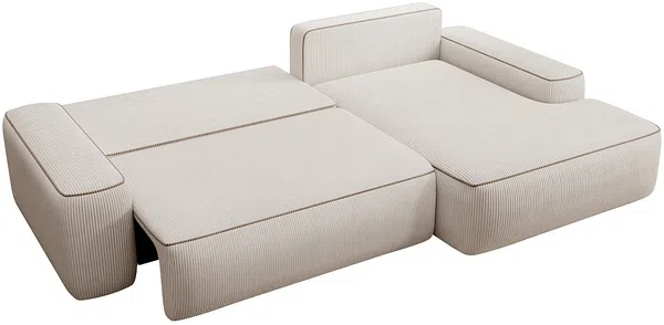 Vente-unique - ZOMELA Sofa SamtStoff Beige - B 162 cm x H 87 cm x L 264 cm Bild 4