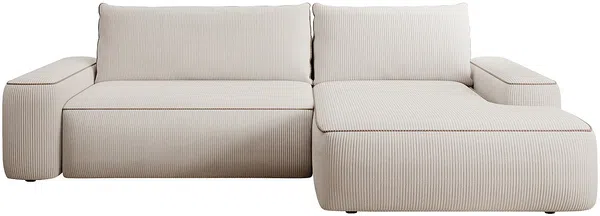 Vente-unique - ZOMELA Sofa SamtStoff Beige - B 162 cm x H 87 cm x L 264 cm Bild 2