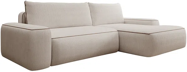 Vente-unique - ZOMELA Sofa SamtStoff Beige - B 162 cm x H 87 cm x L 264 cm Bild 3