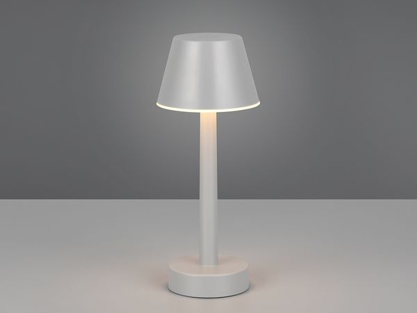 Akku Tischleuchte VIDAL kabellos, dimmbar, für Innen & Außen, Grau, Höhe 24,5cm