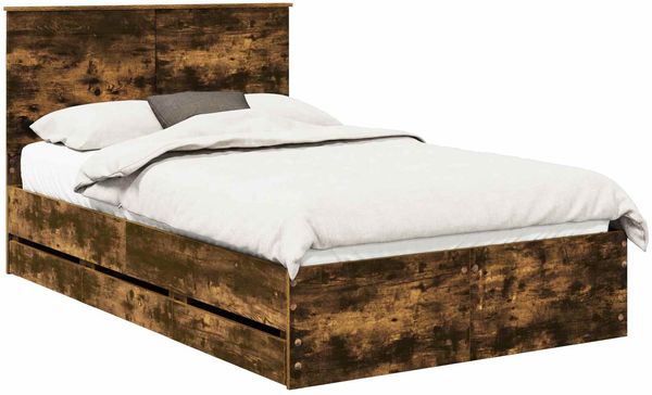 vidaXL Bettrahmen Geräucherte Eiche 120 x 190 cm Ingenieurs Holz 3409479 Bild 2