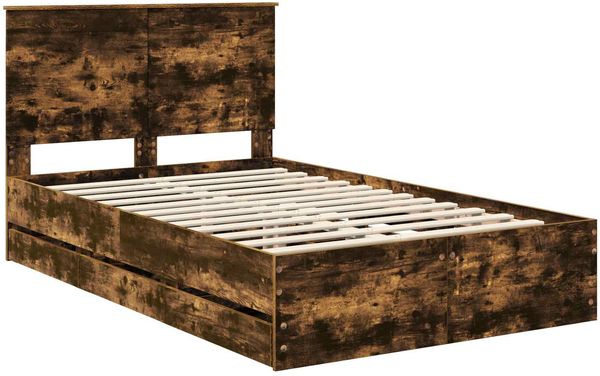 vidaXL Bettrahmen Geräucherte Eiche 120 x 190 cm Ingenieurs Holz 3409479 Bild 4
