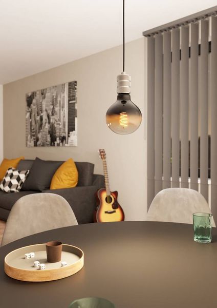 Eglo 43802 Hängeleuchte YORTH Stahl schwarz, silber E27 1X40W H:150cm Ø5cm dimmbar