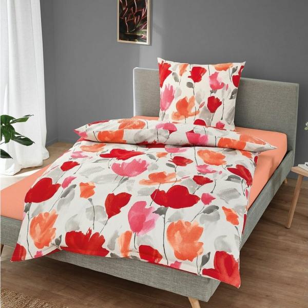 TRAUMSCHLAF Bettwäsche Siesta, Seersucker, 2 teilig, florale bügelfreie Sommerbettwäsche