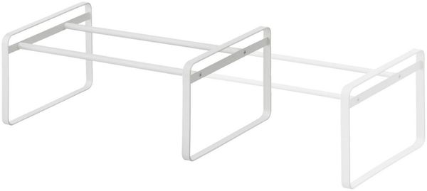 Yamazaki Schuhregal "Frame" aus Metall, ausziehbar 40-70 x 17 x 25 cm, Schuhständer, platzsparend, Schuhablage, ausziehbar von 40 bis 70cm,erweiterbar, weiß
