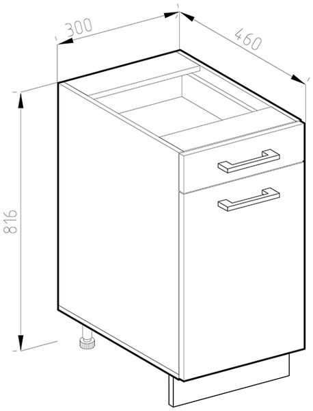 Küchenunterschrank R-Line Weiß Hochglanz 30 cm ohne Arbeitsplatte Vicco Bild 3