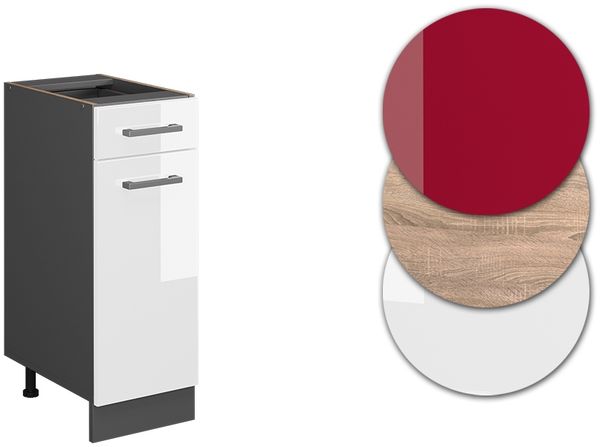 Küchenunterschrank R-Line Weiß Hochglanz 30 cm ohne Arbeitsplatte Vicco Bild 5
