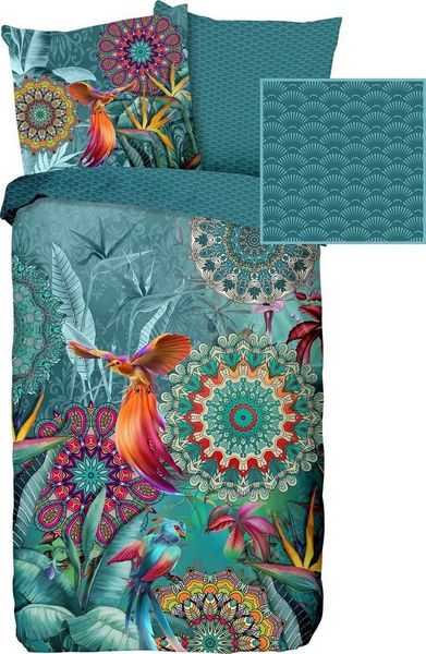 HIP Mako Satin Bettwäsche 3 teilig Bettbezug 200x200 cm Kopfkissenbezug 80x80 cm Lovise 6995.99.13 Multi