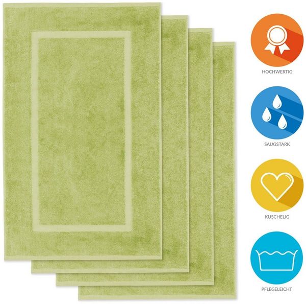Lavea Badematte 4er Set Badeteppiche Elena Frottee 50x80 cm Badvorleger, 100% Baumwolle, 500 g/m² Frottier, weich & saugstark, pflegeleicht