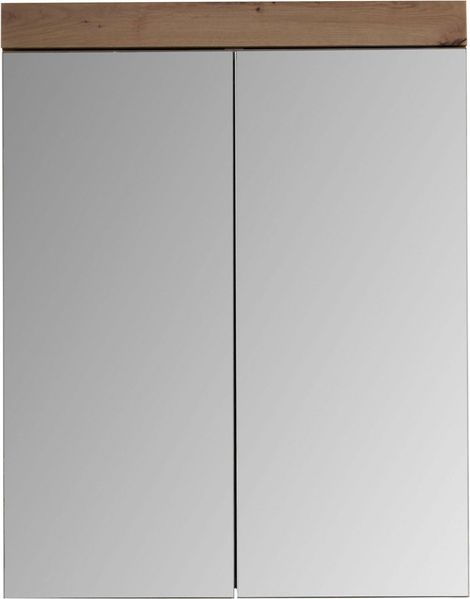 Trendteam 'Amanda' Spiegelschrank, Holz, 77 x 17 x 60 cm, Eichetöne, Weiß / Weiß Hochglanz