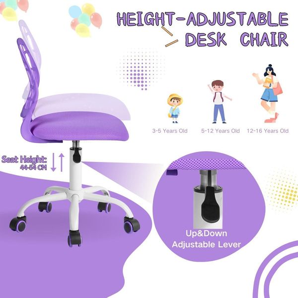 Bürostuhl Ergonomisch höhenverstellbar Stoffsitz Lila Violett Bild 5