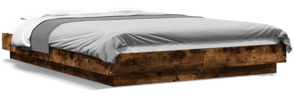 vidaXL Bettgestell mit LED Räuchereiche 120x190 cm Holzwerkstoff 3281144